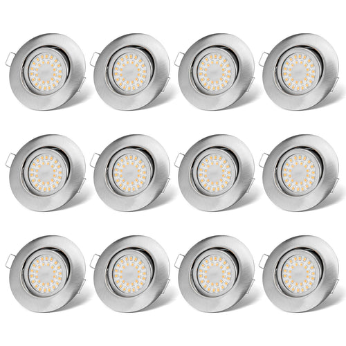 LED Einbauspot Flach Dimmbar Warmweiss IP44 Schwenkbar - 12er Set
