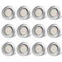 LED Einbauspot Flach Dimmbar Warmweiss IP44 Schwenkbar - 12er Set. Runde, flache Spots für dimmbares, warmweisses Licht. IP44 für Feuchträume, schwenkbar zur Akzentbeleuchtung.