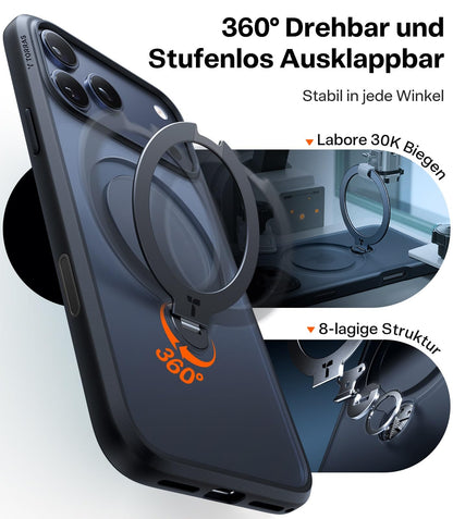 TORRAS Ostand Q3 Spin Hülle mit Ständer für iPhone 17 Pro Max, schwarz