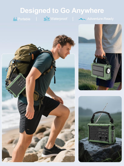 ROCAM CR1030 Kurbelradio, Notfallradio mit Solar und AM/FM-Empfang