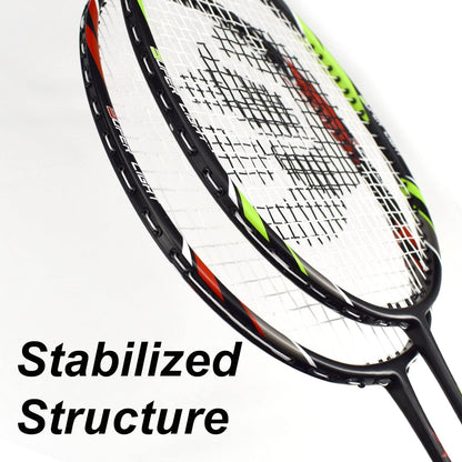 Senston Badmintonschläger Set Graphit, 2 Schläger mit Federbällen