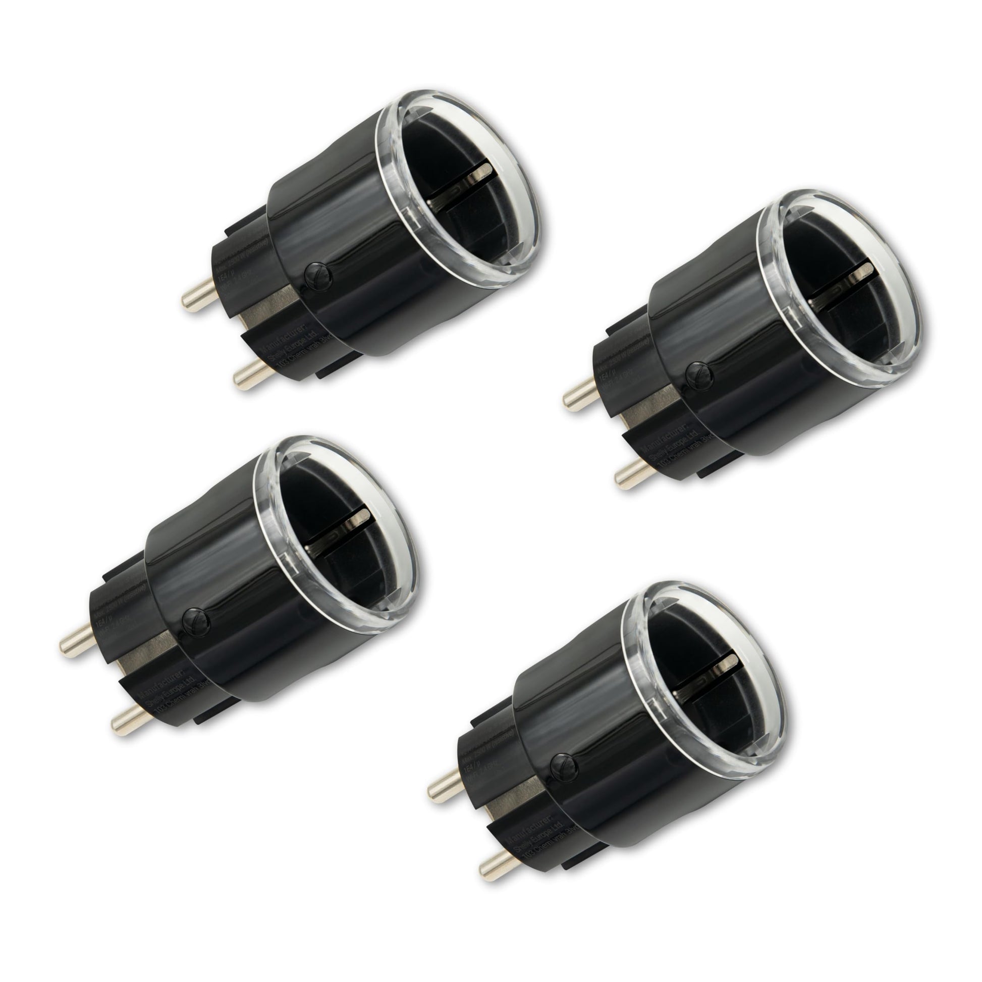Shelly Plug S Gen3, smarte WLAN-Steckdose, schwarz, 4er-Set – kompakte Bauform mit LED-Anzeige