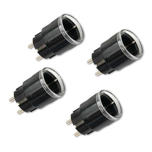Shelly Plug S Gen3, smarte WLAN-Steckdose, schwarz, 4er-Set – kompakte Bauform mit LED-Anzeige