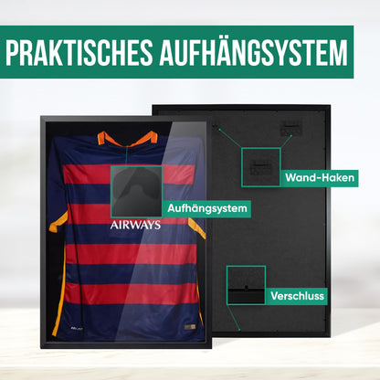 Avalo Objektrahmen 3D Box Fussballtrikot 60x80 cm Schwarz
