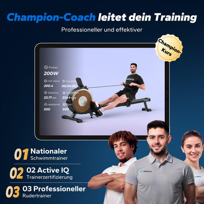 MERACH Rudergerät Selbstversorgend – App & Auto-Widerstand