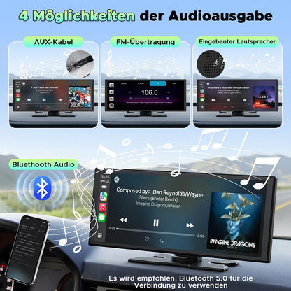 LAMTTO CarPlay Android Auto Display 10.25 Zoll + 2.5K Dashcam