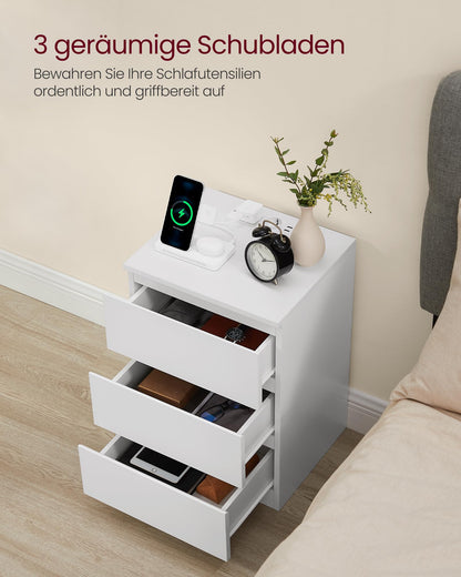 VASAGLE Kailyn Nachttisch Steckdosenleiste – 2er Set wolkenweiss
