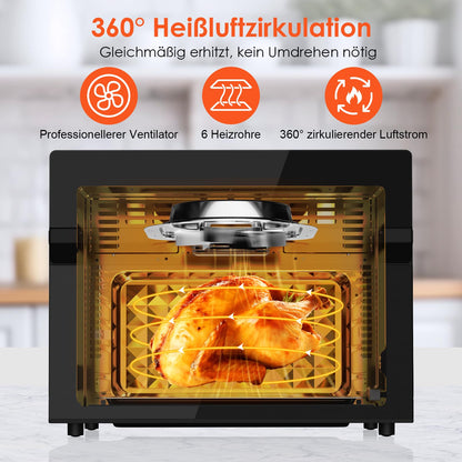 LLIVEKIT Heissluftfritteuse XXL 30L, Minibackofen mit 20 Programmen