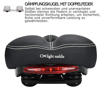 DAWAY C99 Velosattel mit Rücklicht, Memory-Schaum und Federung