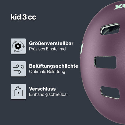 uvex Kid 3 cc Fahrradhelm für Kinder, Plum-Mint, 51-55 cm