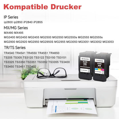 ANKINK Tintenpatronen kompatibel für Canon PG-545XL CL-546XL 2er-Pack