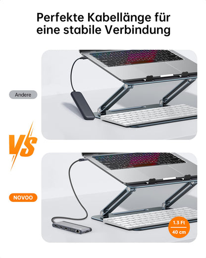 NOVOO USB C Docking Station 14-in-1 - 4 Monitore 100W PD