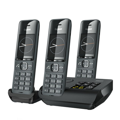Gigaset Comfort 520A Trio DECT-Telefone Set, titan-schwarz. Drei kabellose Telefone für DECT-Heimtelefonie mit AB.