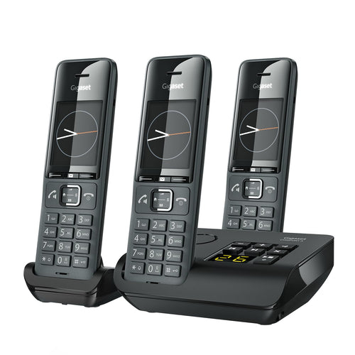 Gigaset Comfort 520A Trio DECT-Telefone Set, titan-schwarz. Drei kabellose Telefone für DECT-Heimtelefonie mit AB.