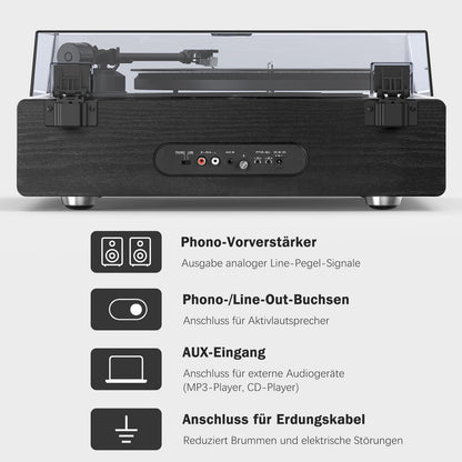 1 by ONE All-in-One Vinyl Plattenspieler – Bluetooth Lautsprecher