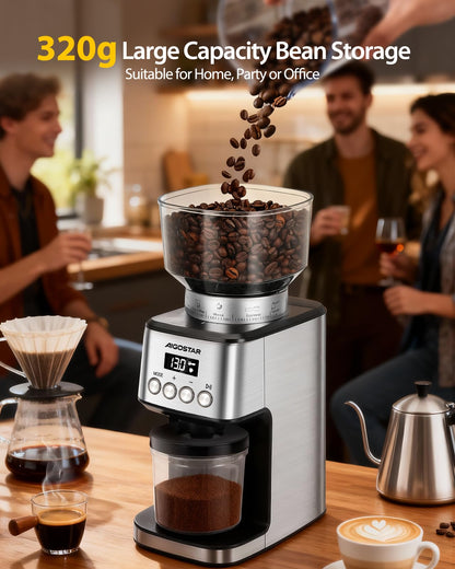 Aigostar Elektrische Kaffeemühle mit Kegelmahlwerk, 52 Mahlstufen