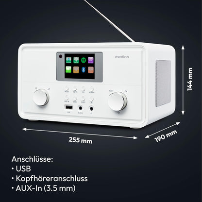 MEDION P85027 Internetradio DAB+ UKW Spotify Connect - weiss