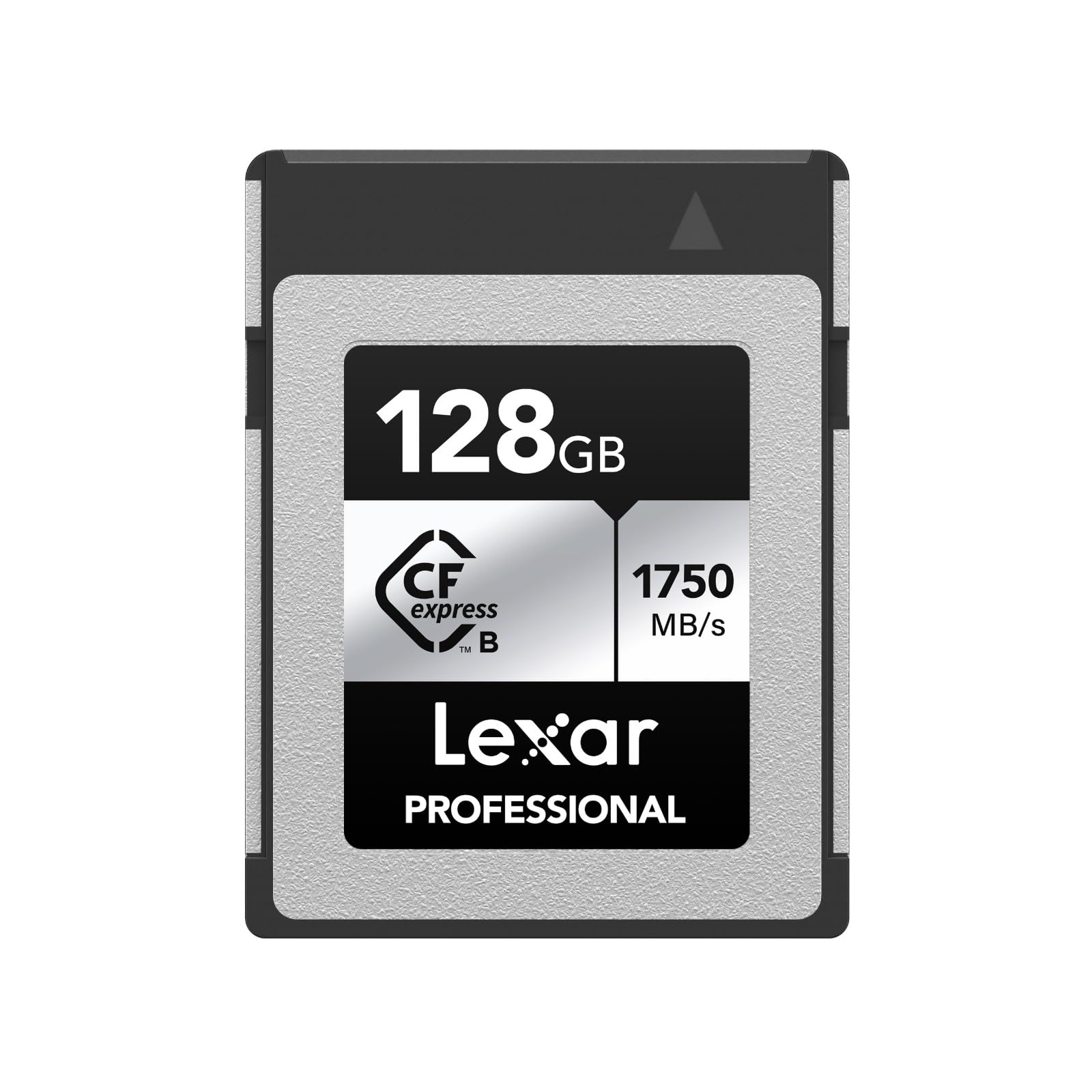 Lexar CFexpress Professional Silver Series 128 GB Typ B. Rechteckige, silberne Speicherkarte für schnelle Datenübertragung bei hochwertigen Kameraaufnahmen.