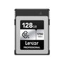 Lexar CFexpress Professional Silver Series 128 GB Typ B. Rechteckige, silberne Speicherkarte für schnelle Datenübertragung bei hochwertigen Kameraaufnahmen.