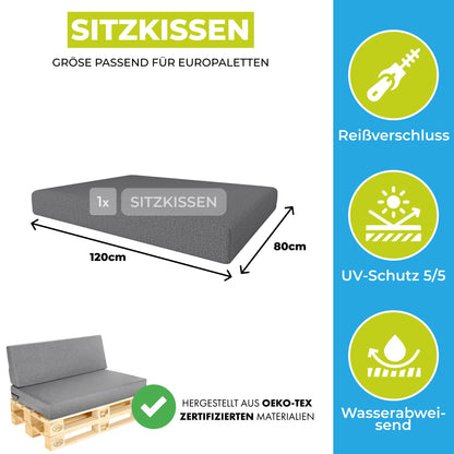Pillows24 Palettenkissen 120x80 Outdoor Sitzauflage für Europaletten - Rot