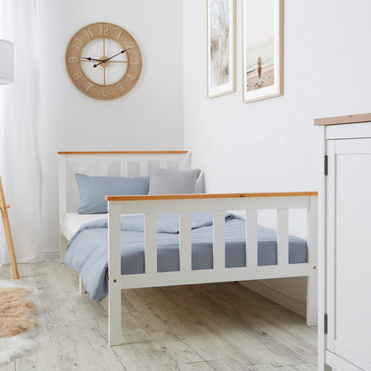 Homestyle4u 1842 Einzelbett Weiss 90x200 Kiefer Massivholz