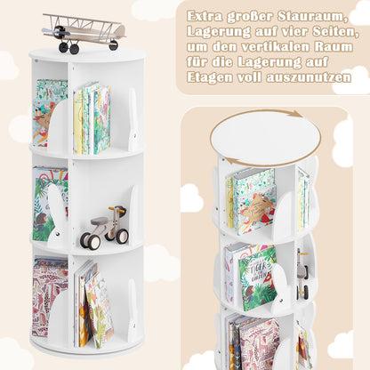 WOLTU Drehbares Kinderzimmer Bücherregal 3 Ebenen – Weiss