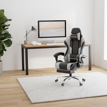 GTPLAYER Gaming & Bürostuhl ergonomisch mit Fussstütze - Weiss