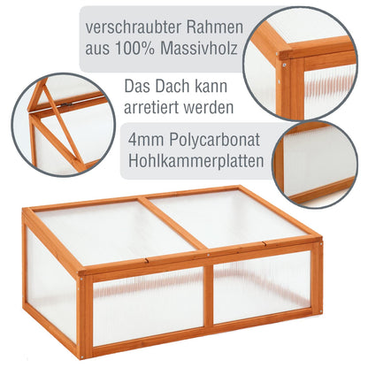 zooprinz Frühbeet HERBA – Pflanzbeet für Terrasse / Garten und Balkon – Gewächshaus – Anzuchtbeet mit Abdeckung aus Holz & Polycarbonat – idealer Schutz für Kräuter und Co.