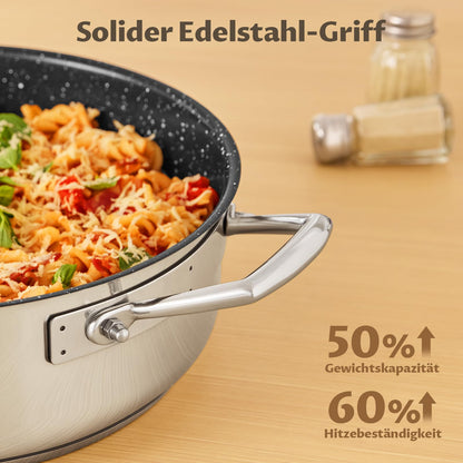 BEZIA Schmorpfanne 28 cm Edelstahl mit Deckel, 5,2 L, Induktion