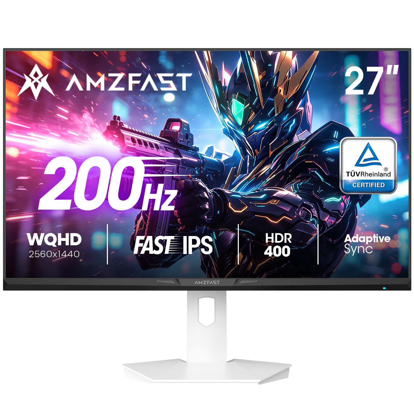 Amzfast AMZG27F6Q 27 Zoll Gaming Monitor QHD 200Hz Fast IPS mit schlankem Gehäuse und flachem Sockel