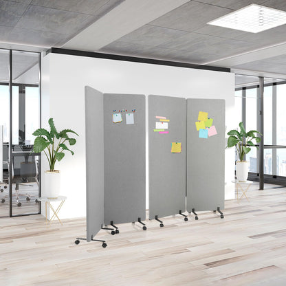 hjh OFFICE FLEXMIUT Mobile Akustik Trennwand 2er Set Hellgrau 177x60cm