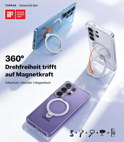 TORRAS Ostand Q3 Spin Hülle für Samsung Galaxy S26 Ultra transparent