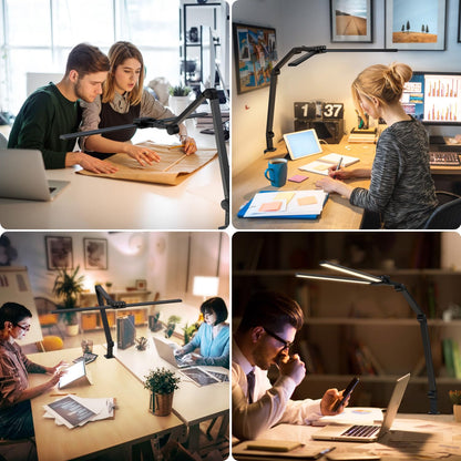 KableRika Doppelkopf Klemm-Schreibtischlampe – LED Dimmbar 80cm