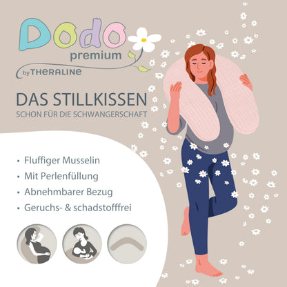 Theraline Dodo Pillow Premium Stillkissen 180 cm mit Musselinbezug