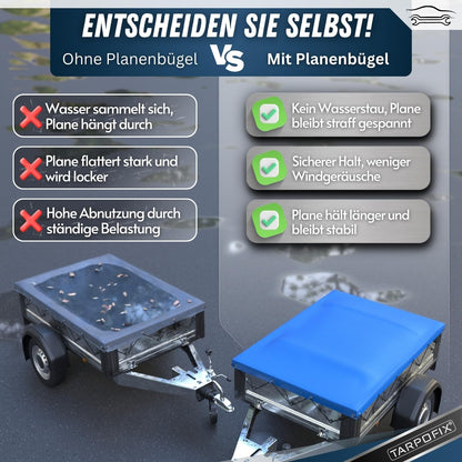 Tarpofix® Anhänger Flachplanenbügel Alu Teleskop 140-210 cm