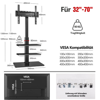 AOKCOS TV Bodenständer 32-70 Zoll höhenverstellbar – Schwarz