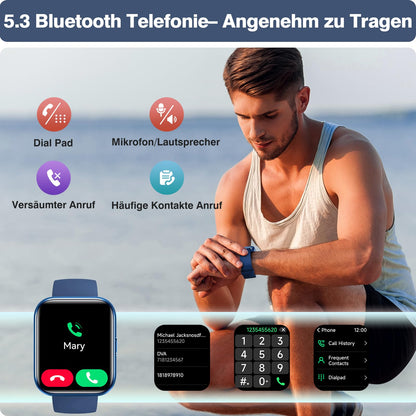 Aeac Smartwatch mit Telefonfunktion, 1,85 Zoll HD-Display, IP68