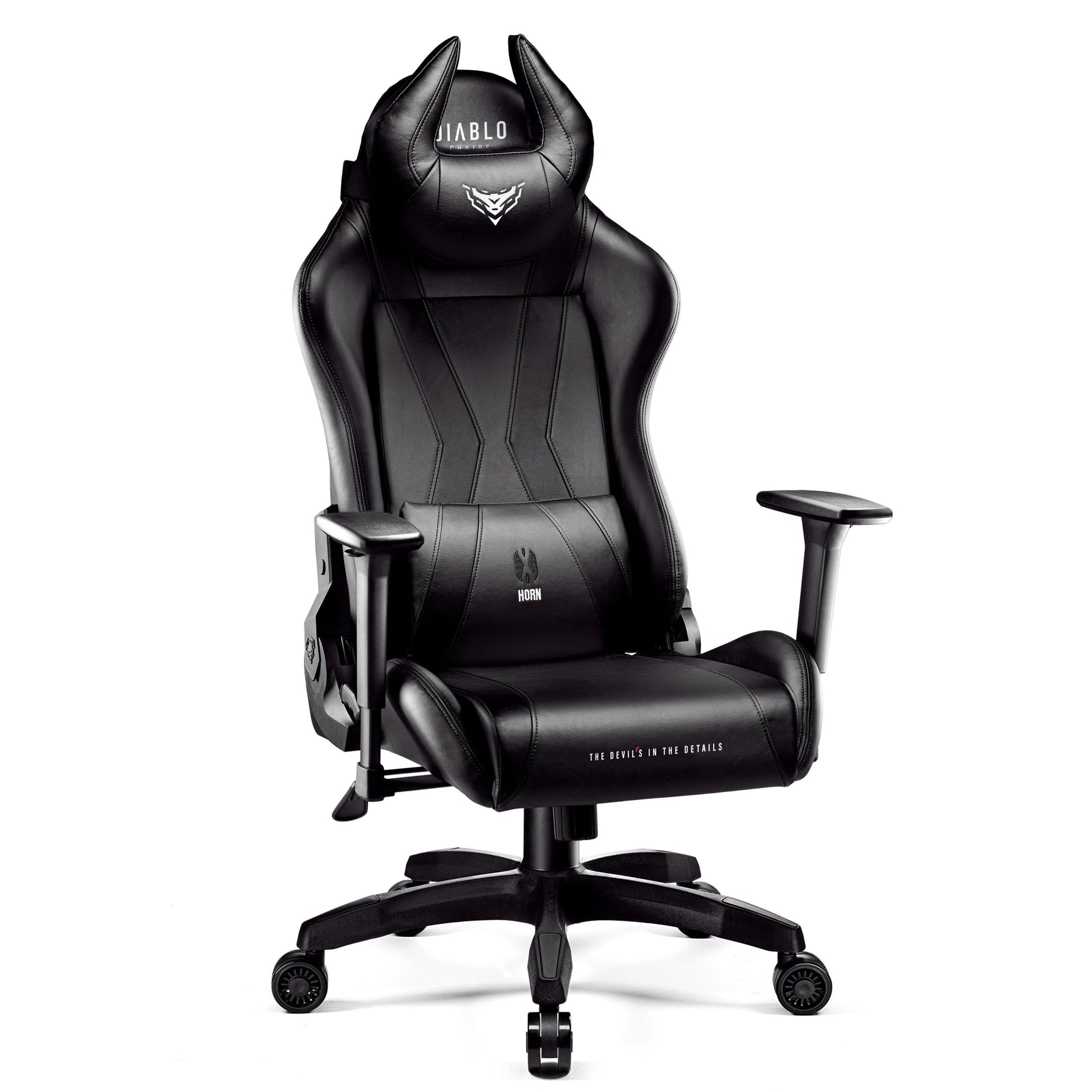 Diablo X-Horn 2.0 Gaming Stuhl Bürostuhl – Schwarz King XL. Ergonomischer, schwarzer Stuhl für langes Gaming und Büroarbeit.