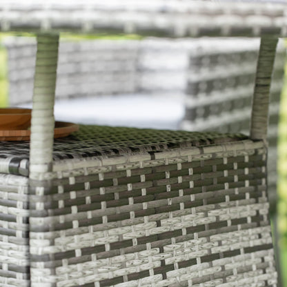 Outsunny Gartentisch Polyrattan Glastisch - grau 150x85cm