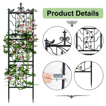 unho Rankgitter Metall 2er Set, Rankhilfe 195 x 50 cm, Schwarz