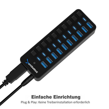 Sabrent HB-BU10 USB 3.0 Hub aktiv mit 10 Ports und 60W Netzteil