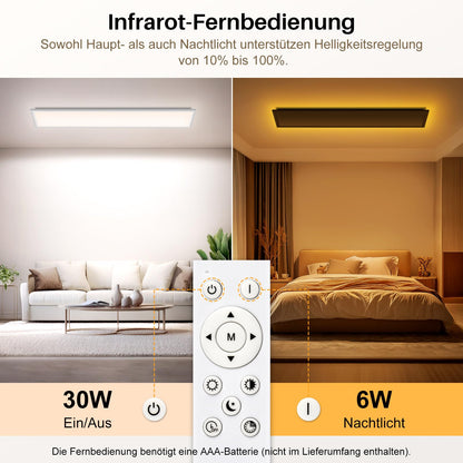 SNADER LED Deckenleuchte dimmbar, 100x25 cm Panel mit Fernbedienung