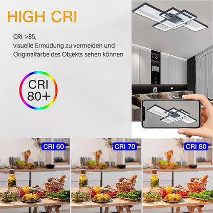 ANZHUANG LED Deckenleuchte Rechteckig Dimmbar Schwarz 80x45cm