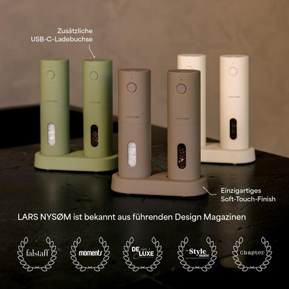 LARS NYSØM Elektrische Gewürzmühlen Set – Geschenkset Black/White