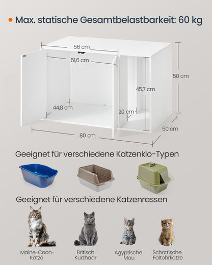 SONGMICS HOME Katzenklo-Schrank PCL013W01 - Grosse Katzen, Schneeweiss