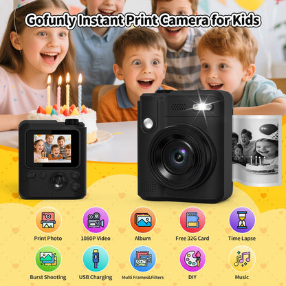 Gofunly Kinderkamera Sofortbildkamera H11 mit 32 GB Speicherkarte