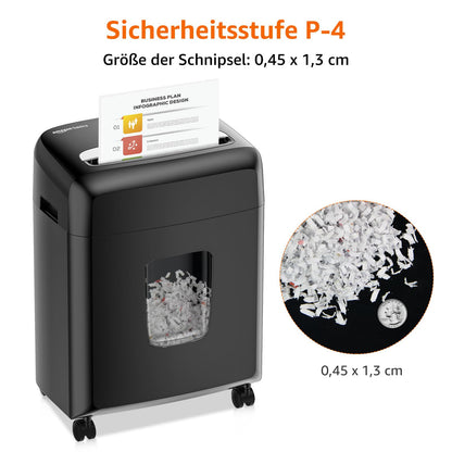 Amazon Basics Mikroschnitt Aktenvernichter - 8 Blatt schwarz