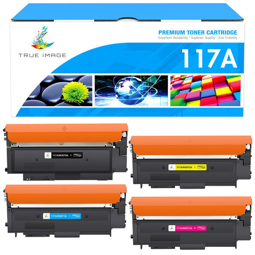 Kompatibler HP 117A Toner Set für MFP 178nwg 179fwg – 4er-Pack. Vier Toner-Kartuschen (CMYK) für Farbdruck in Laserdruckern.
