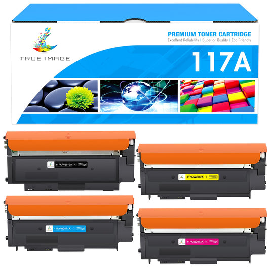 Kompatibler HP 117A Toner Set für MFP 178nwg 179fwg – 4er-Pack. Vier Toner-Kartuschen (CMYK) für Farbdruck in Laserdruckern.