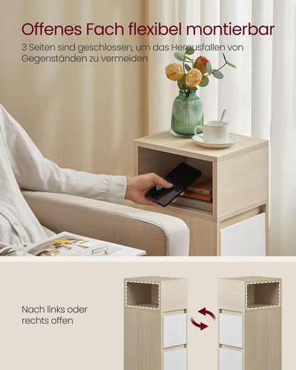 VASAGLE Nachttisch 2er Set, 2 Schubladen, Naturbeige-Weiss LET856N01